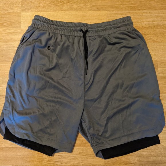 Men's Sports Shorts 2-in-1 Running Gym Workout Quick Drying Breathable - Picture 3 of 3